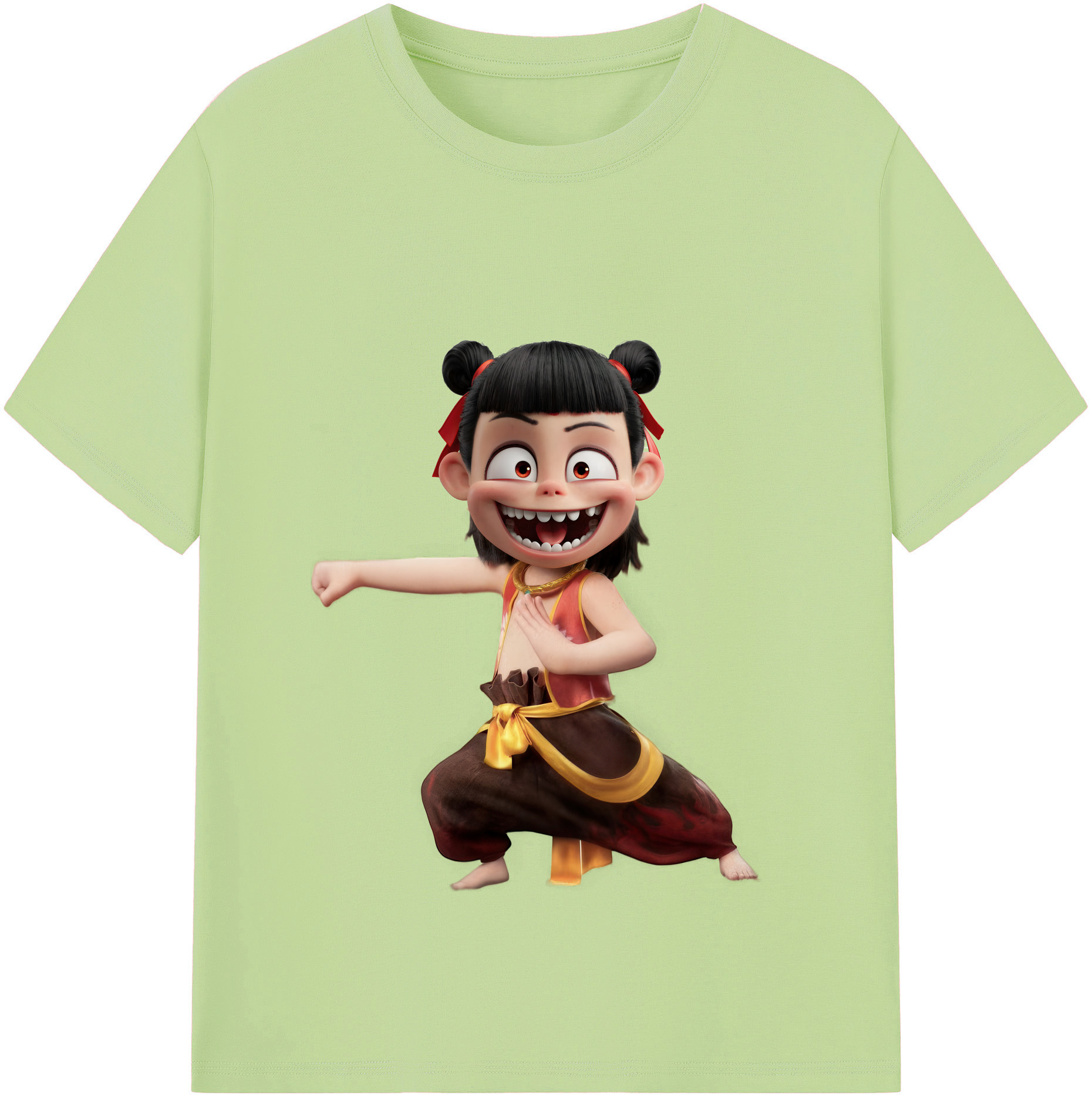 （画像用） Ne Zha 2 ナタ 魔童の大暴れ 綿100％半袖Tシャツ（フロントプリント）